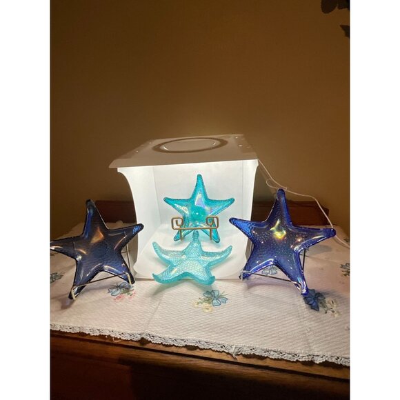 Set Of 4 Akcam/Turkish Hand Made Starfish Glass Dishes - Picture 1 of 16